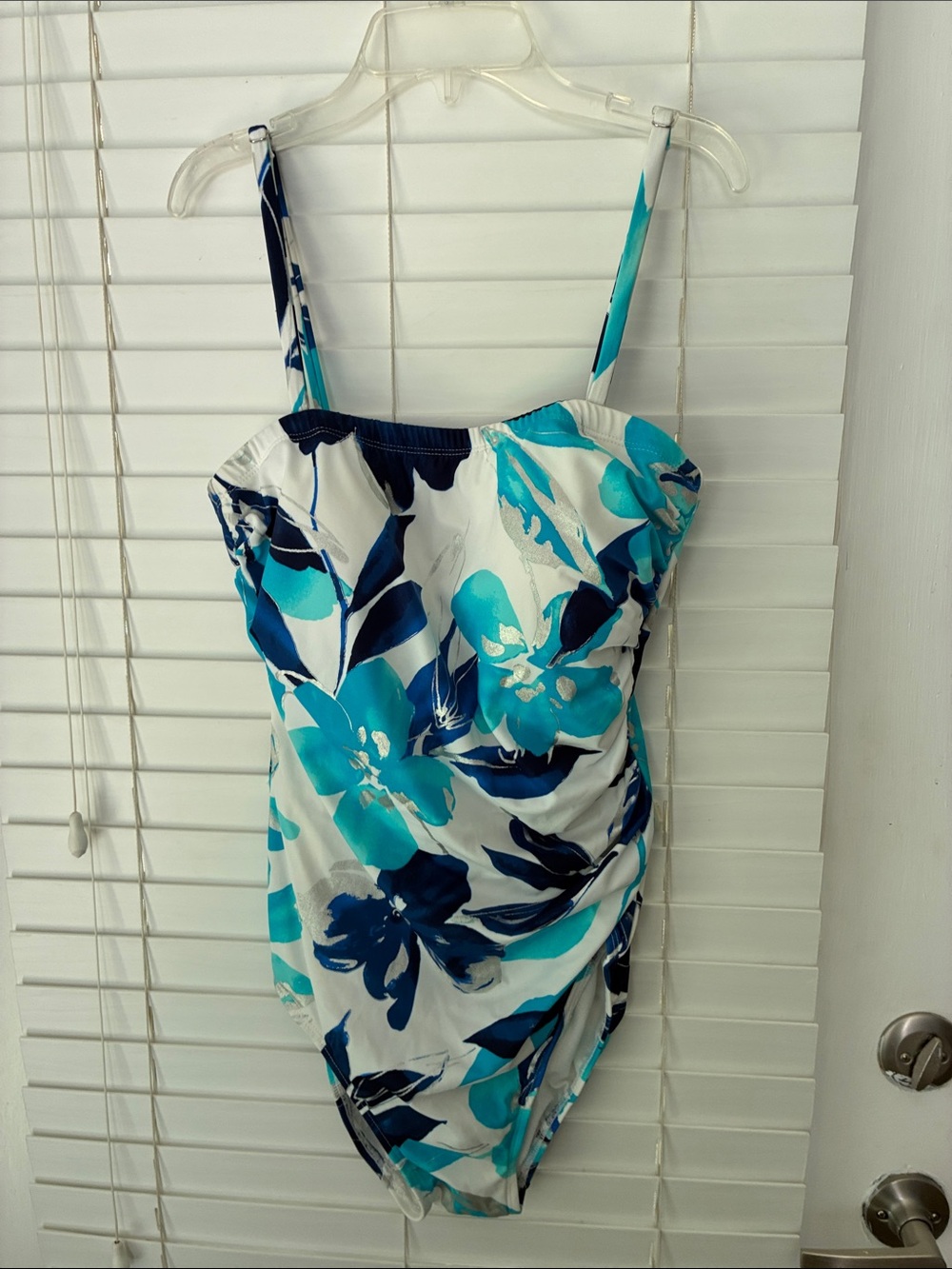 Longitude Swimsuit One Piece Blue White Floral Plus SZ 14 Tall